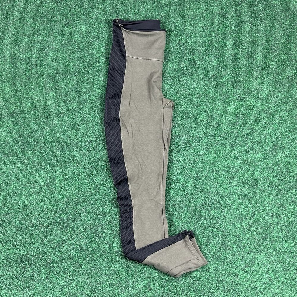 Spanx Textured Side Panel Leggings Womens Medium Olive Green Black Athleisure